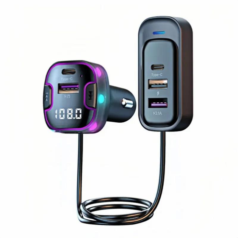 

Автомобильный комплект с передатчиком Bluetooth 5.3 FM, громкой связью, зарядное устройство с двумя USB-портами 3,1 А, поддерживает USB-флеш-накопитель, MP3-модулятор, музыкальный проигрыватель чёрный