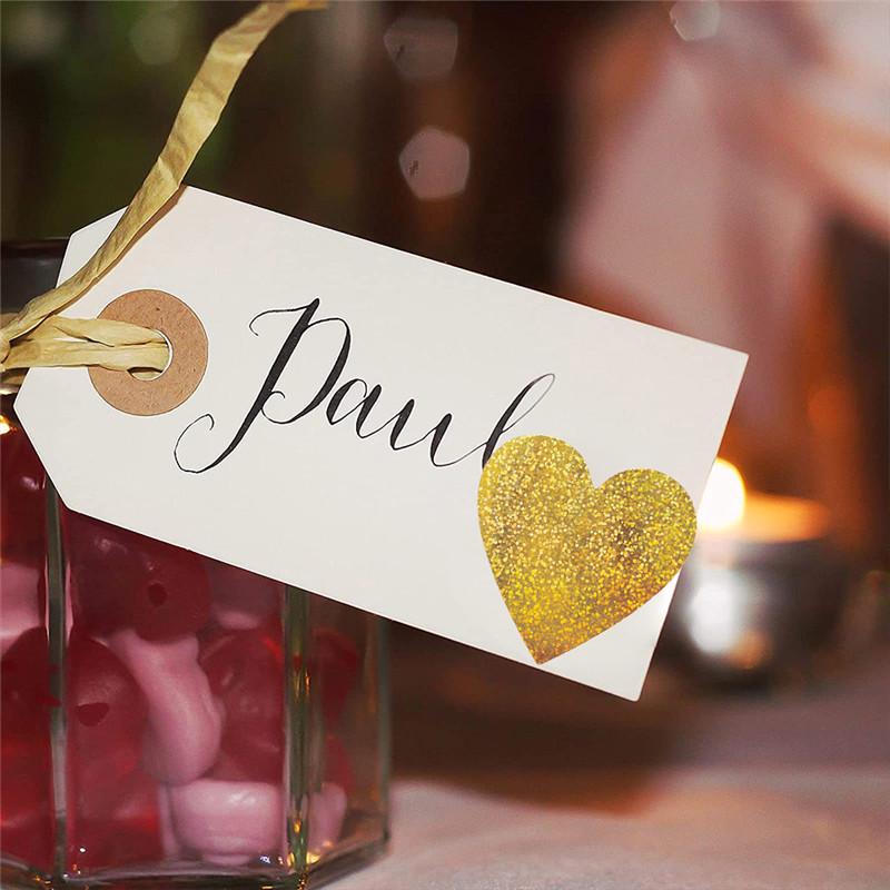 Full Set of Heart Laser Stickers - Gold, Pink, Purple, Green, Red - Self-Adhesive Valentine's Day Decoration Labels