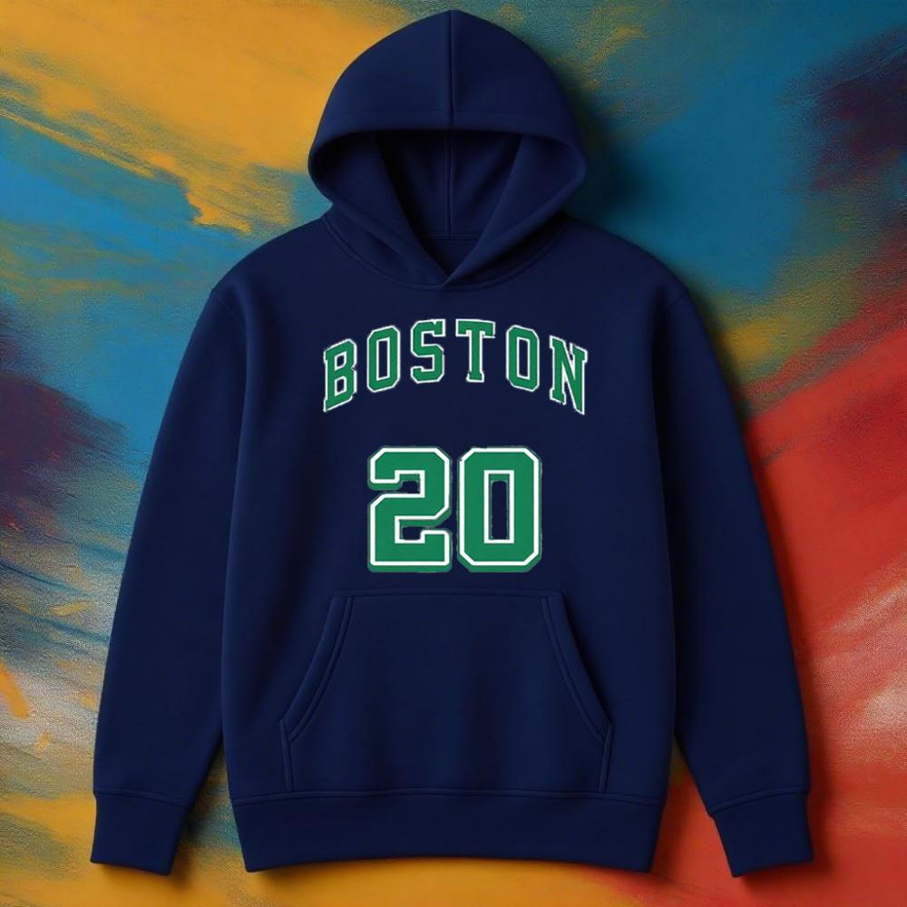 Lässiger Boston No20 Bedruckter Warmer Hoodie für Männer und Frauen Streetwear Herbst/Winter Bequemer Hoodie, Farbverblassungsbeständig, Alltagskleidung