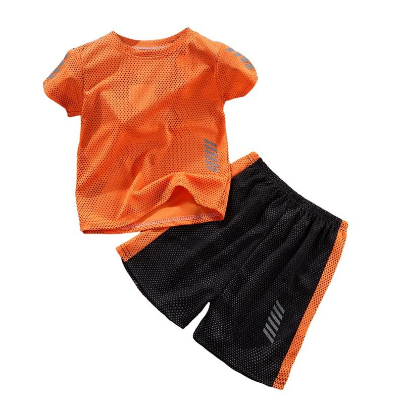 Kids Quick-Dry Breathable Short-Sleeve Shirt and Shorts Set Summer Two-Piece Set