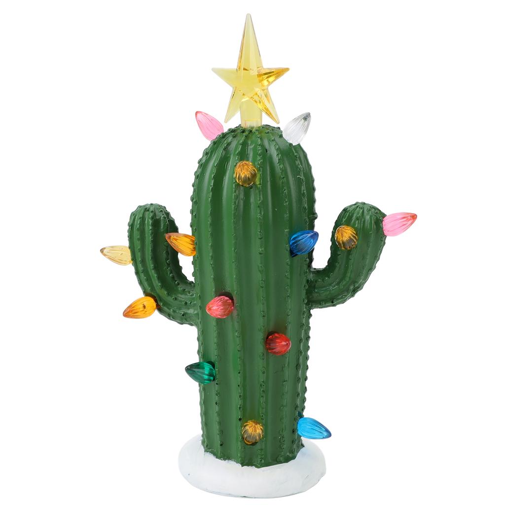 Kaktus-Nachtlicht, leuchtende dekorative Tischlampe aus Kunstharz für Zuhause, Nachttisch oder Büro, Grün