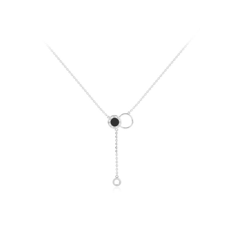 S925 Sterling Silver Necklace Women's Triangular Round Jade Bead Clavicle Chain Light Luxury Girlfriend Gift INS Temperament Hetian Jade Necklace