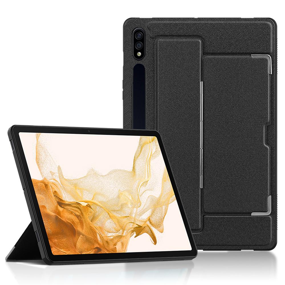 For Samsung Galaxy Tab S8 Case PU Leather Coated PC Tablet Cover with Back Kickstand