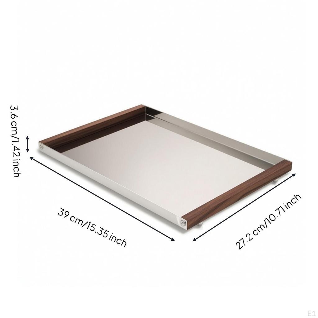Tray with Mirrored Base Rectangular Bottom for Console Table, Living Room, Guest