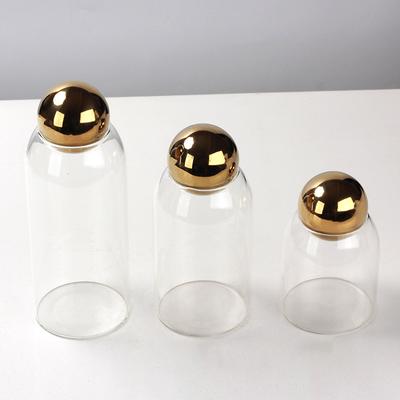 Modern Light Luxury Glass Storage Jar Creative Living Room Model Room Coffee Table Storage Candy Jar Desktop Decoration Ornaments