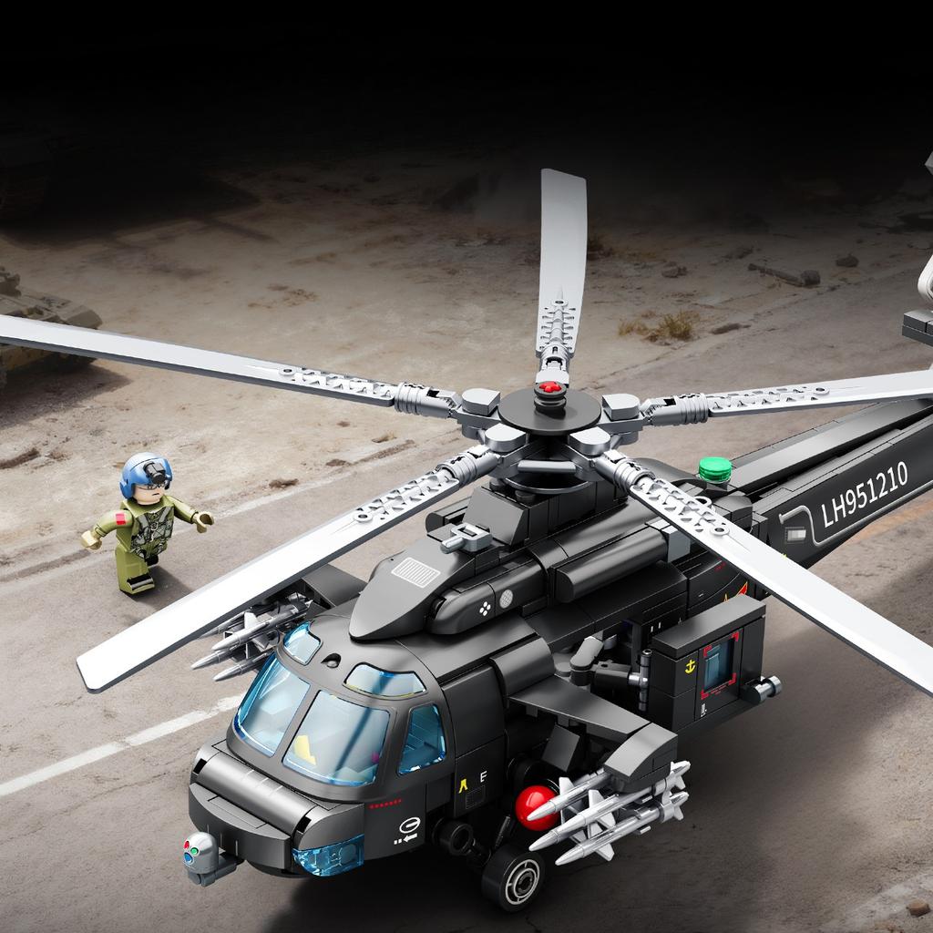 526pcs Military Series Z-20T Multi-purpose General-purpose Helicopter Building Toy Set No Box