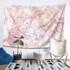 Pink Haired Girl Hugs Cat Soft Cute Anime Tapestry Hanging Cloth Trendy Cool Wall Decoration Room Decoration