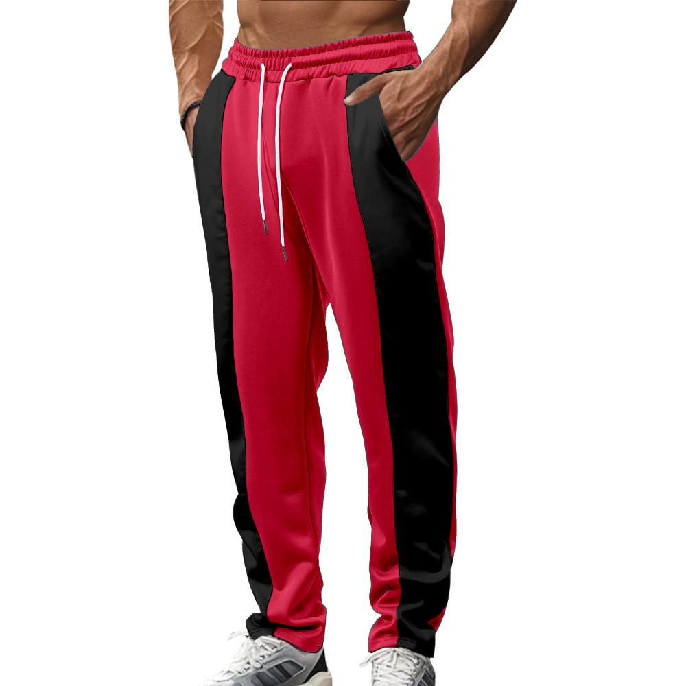 

Men s Trendy Street-style Sports and Casual Long Pants Casual Sporty Track Pants Men s Elastic Drawstring Waist Straight Leg Trousers XXXL бордовий