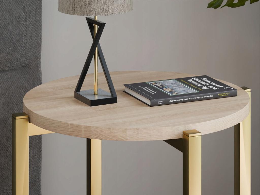 Modern Round Nightstand 35X35X46 Cm Metal Gold