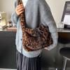 Autumn and winter leopard print plush bag 2025 new fashion shoulder bag high sense versatile casual underarm bag Mao Mao bag
