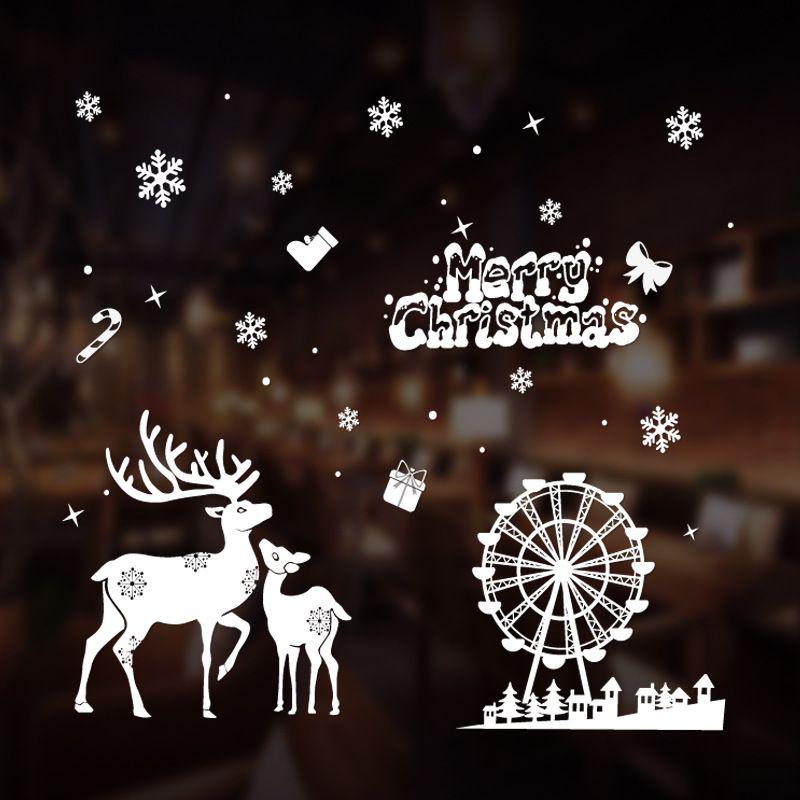 2020 Christmas Merry Window Wall Sticker Decals Snowflake Santa Claus Decor Xmas