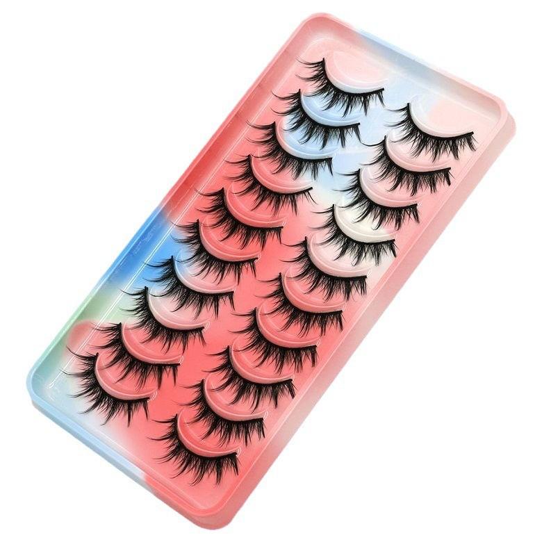 10 Pairs Barbie Manga Thick Cosplay False Eyelashes: European & American Natural Style
