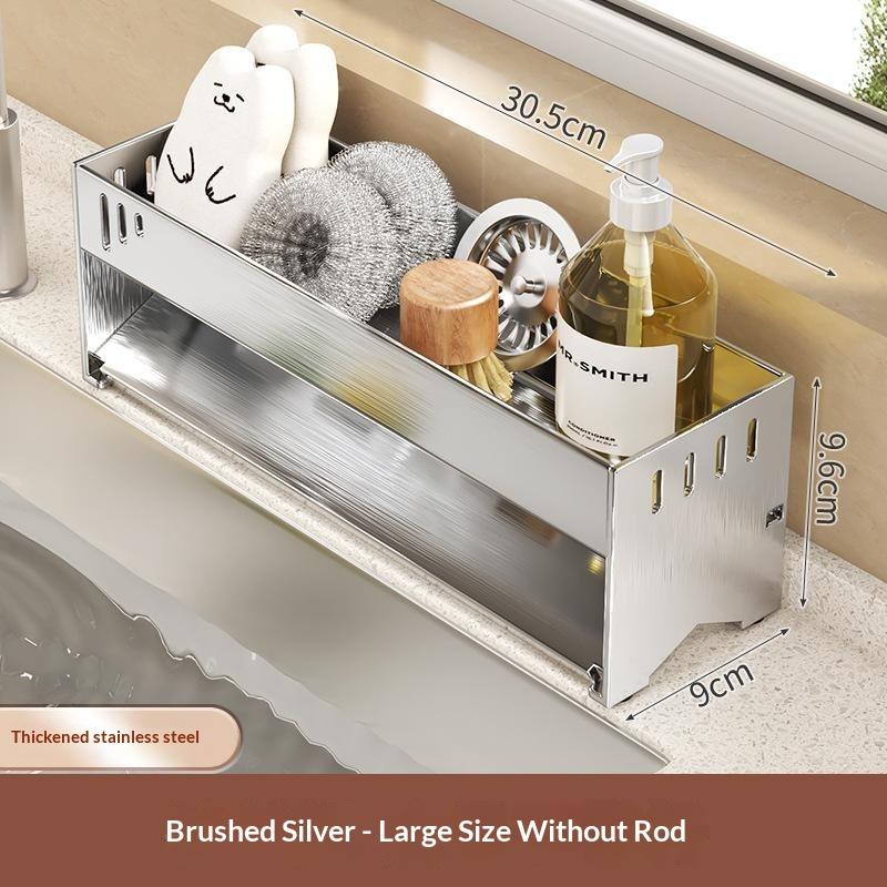 Kitchen Countertop Storage Rack Multi-Purpose Rag Drain Holder Stable Non-Slip Organizer for Dishcloth Sponge Storage
