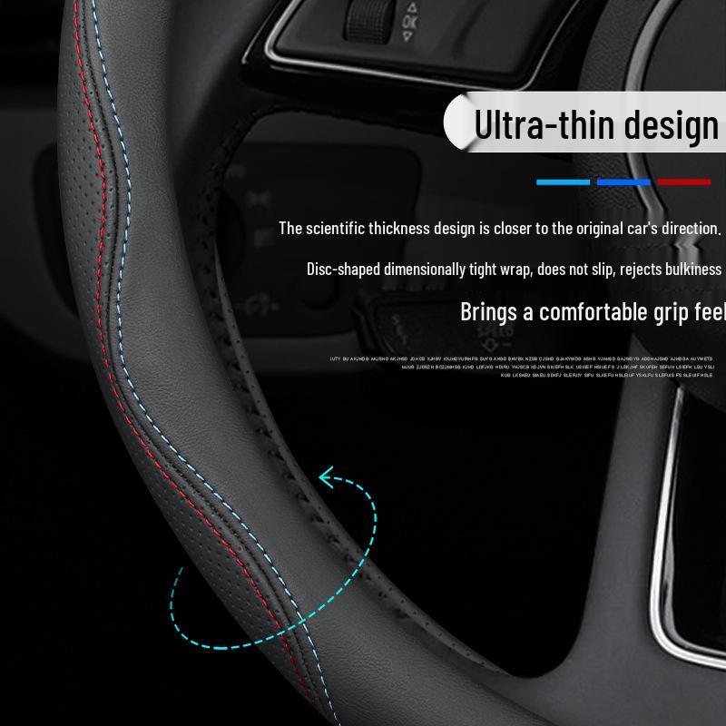 Premium Genuine Leather Steering Wheel Cover for Lincoln Z, Corsair, Navigator, MKC, MKZ, Nautilus – All-Season Protection.