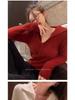 Women's French Style Red Knit Cardigan: Short, Long Sleeve, High-End Look for Spring and Autumn