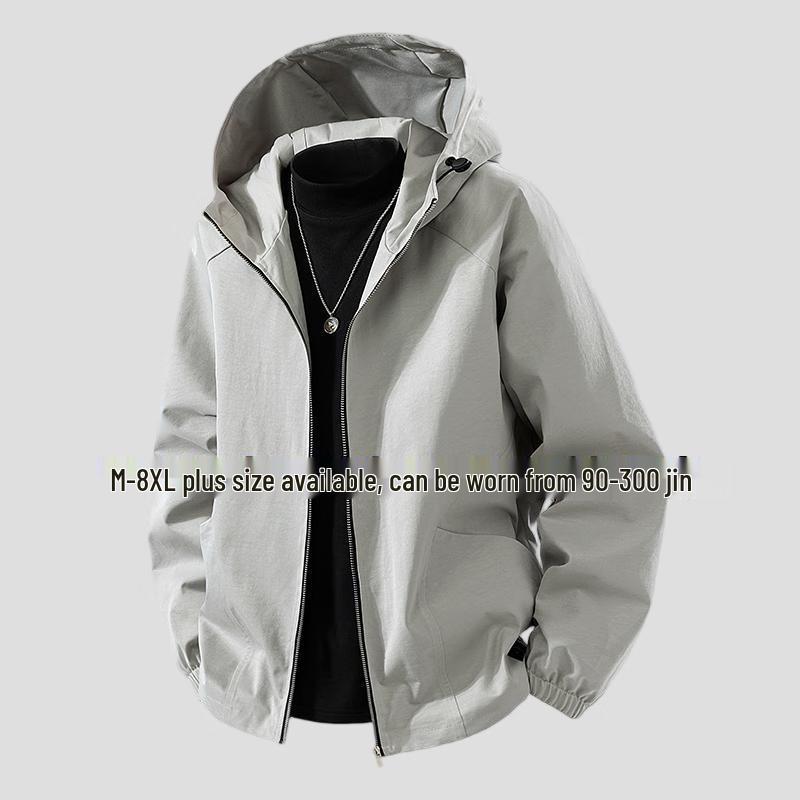 

Men s Loose Fit Hooded Outdoor Windbreaker Jacket 5XL