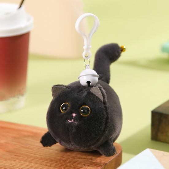 Puppy Plush Keychain with Pull-String Wagging Tail Cute Squeaky Cat Stuffed Toy for Bags Backpacks Soft Huggable Interactive Birthday Gift for Kids
