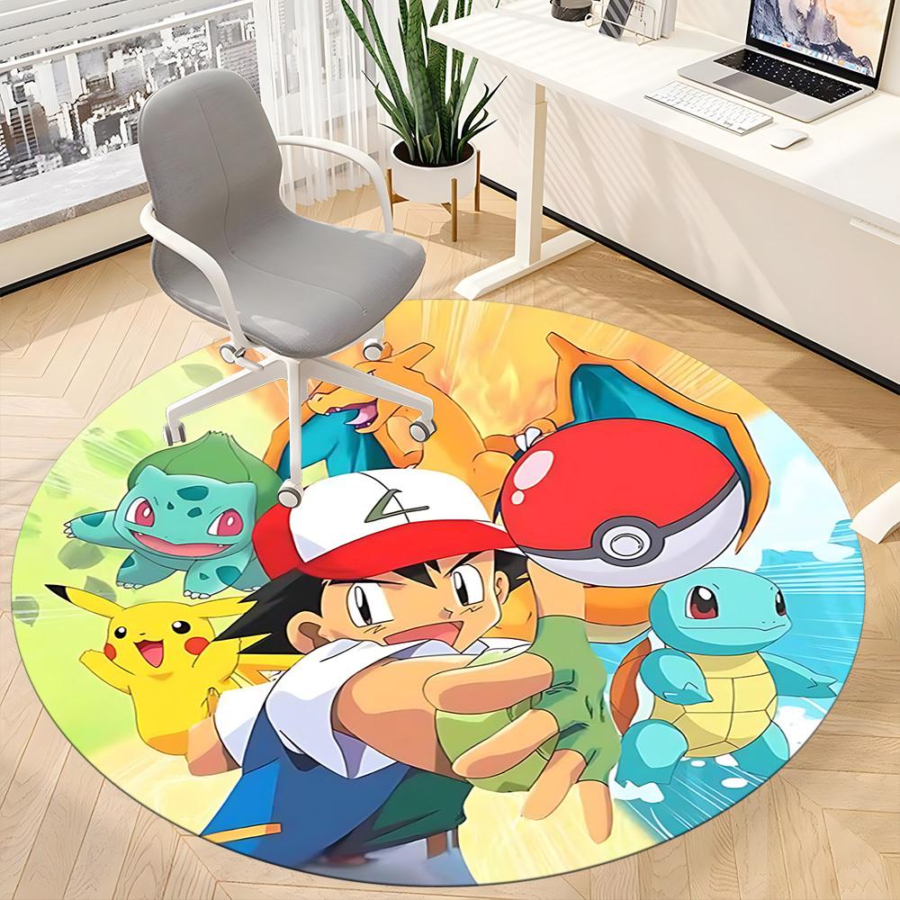 1pc Pokémon Chair Carpet for Office, Indoor Non Slip Washable Polyester Fiber Carpet,