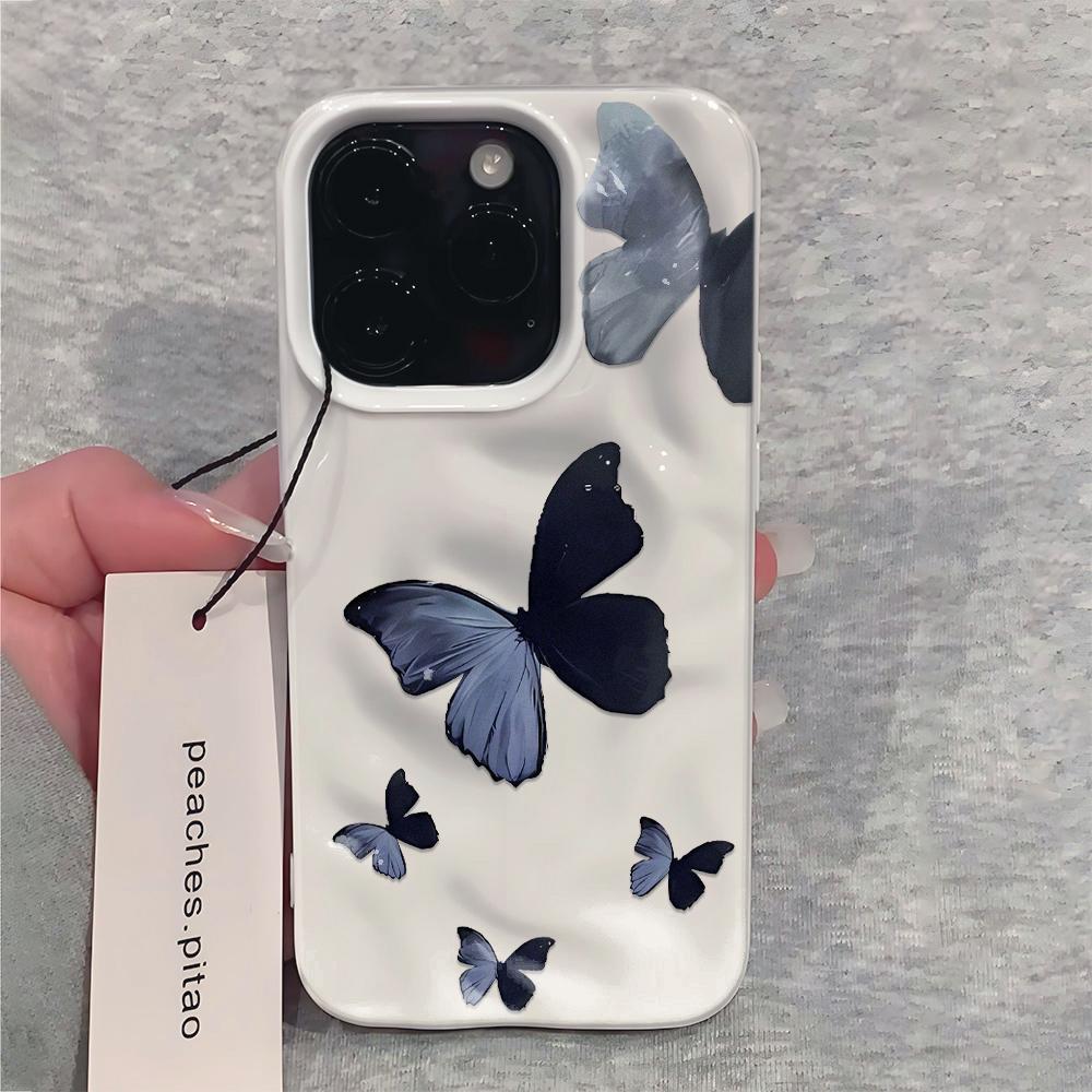 Black and White Butterfly Phone Case For IPhone 17 Air 16 15 14 13 12 11 Pro Max Cover Case For IPhone 16 15 14 Plus Case Funda