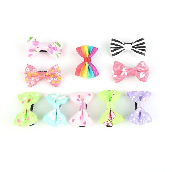 10Pcs Mixed Color Baby Girls Flower Dot Bowknot Hair Clips Set Hairpin Headwear