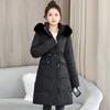 Medium and long slim-fitting large fur-neck cotton-padded clothes, new thin warm cotton-padded clothes, slim-fitting coats.