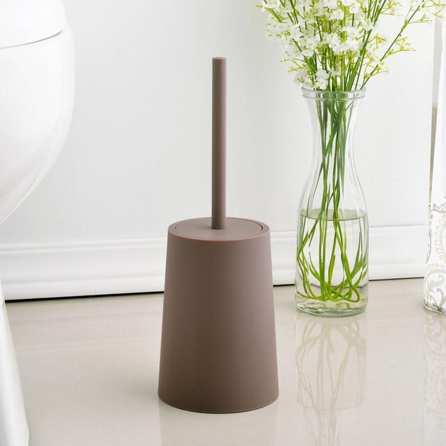 Toilet Brush Deep Cleaner Silicone Toilet Brush with No-Slip Long Plastic Handle and Flexible Bristle Silicone Toilet