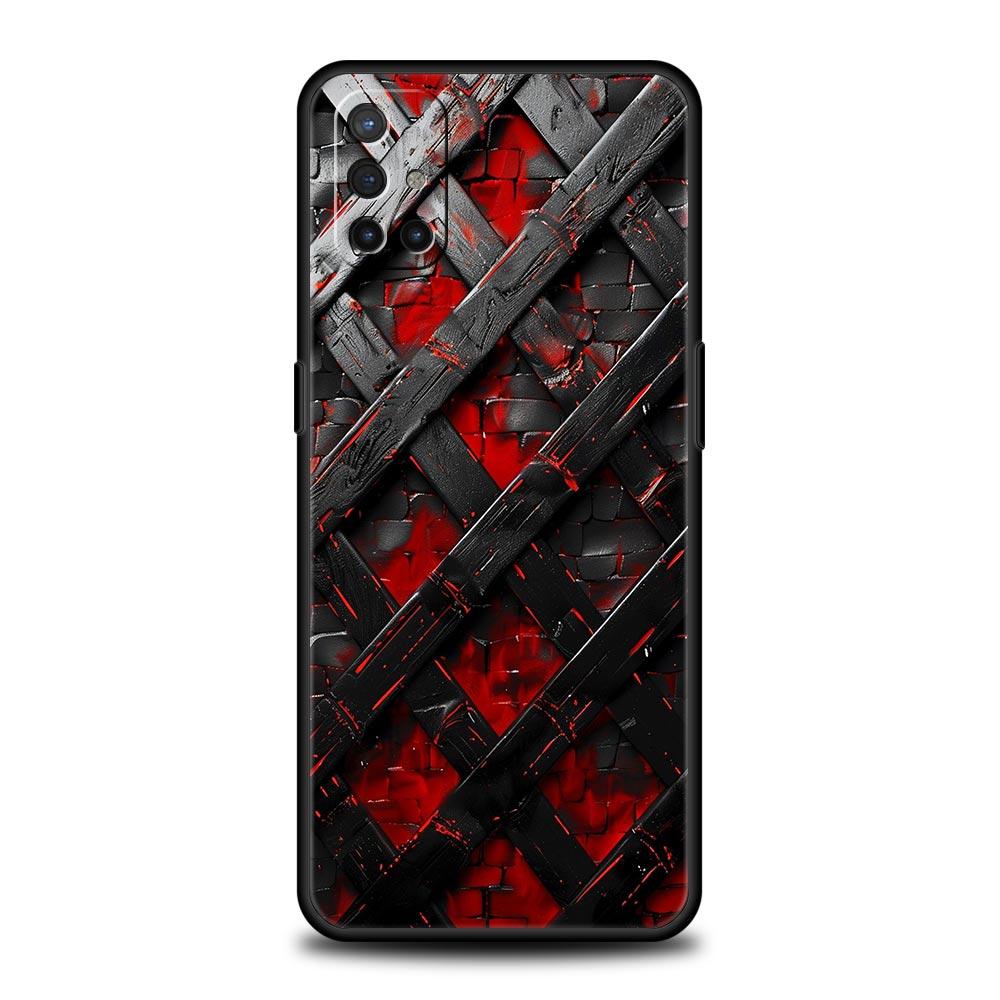Phone Case For Oneplus 13R 13 12 10T 11 R10 Nord N100 N200 N10 9 9R CE 2 3 Z Pro Lite 5G Soft TPU Cover Black Red Ripple Art Bag