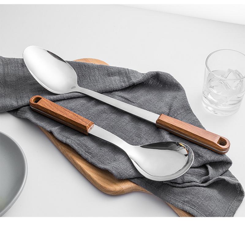 HANYANG Stainless Steel Stir-fry Spatula Large Soup Spoon Thickened Handle Spatula Cookware