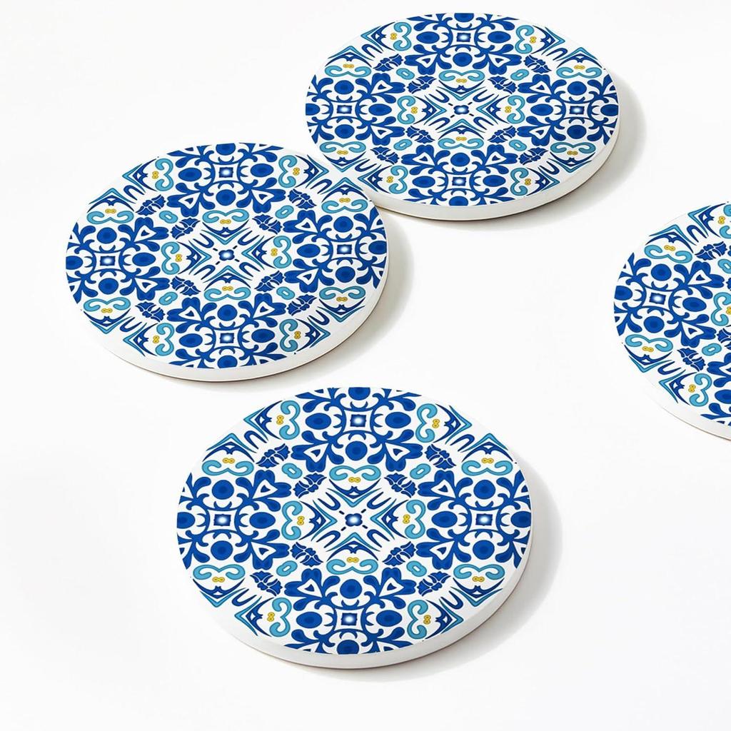 Keramikuntersetzer mit matter Oberfläche und Korkbasis | Untersetzer für Tassen 6er Set |