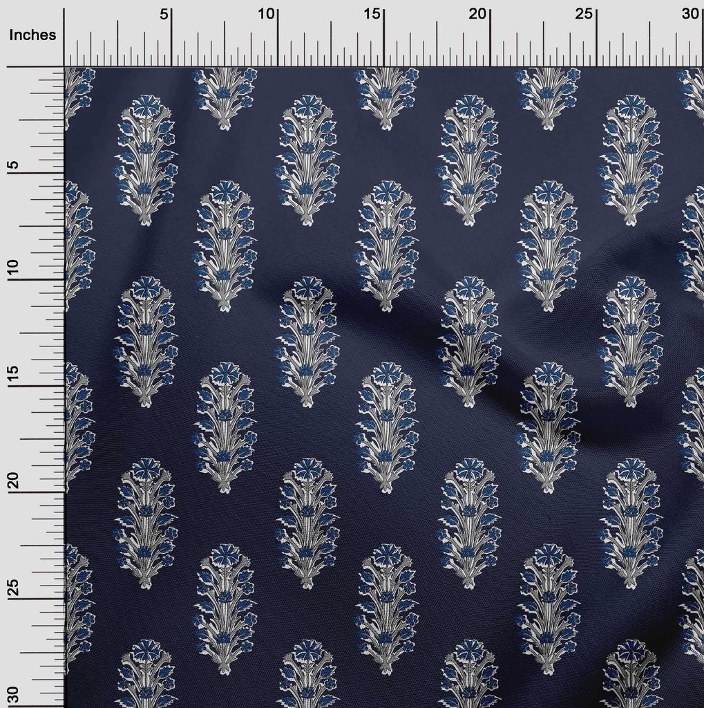 oneOone Cotton Flex Fabric Leaves & Floral Block Print Fabric By The Yard 40 Inch