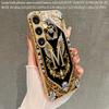 Crown M Letter Pattern 2D Phone Case Gold Metal Paint Glass Protective Cover Compatible with Samsung S26 S25 S24 S23 S22 S21 S20