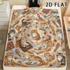 1Pc Vibrant Mandala Cats Print Flannel Blanket,High Quality Comfortable for All Seasons,Home Decor,Warmth and Comfort,Perfect for Christmas Gifts