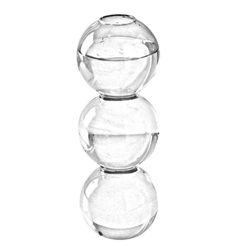 Spherical Spanish Bubble Glass Flower Vase - Transparent, Simple, Decorative Ornament for Home
