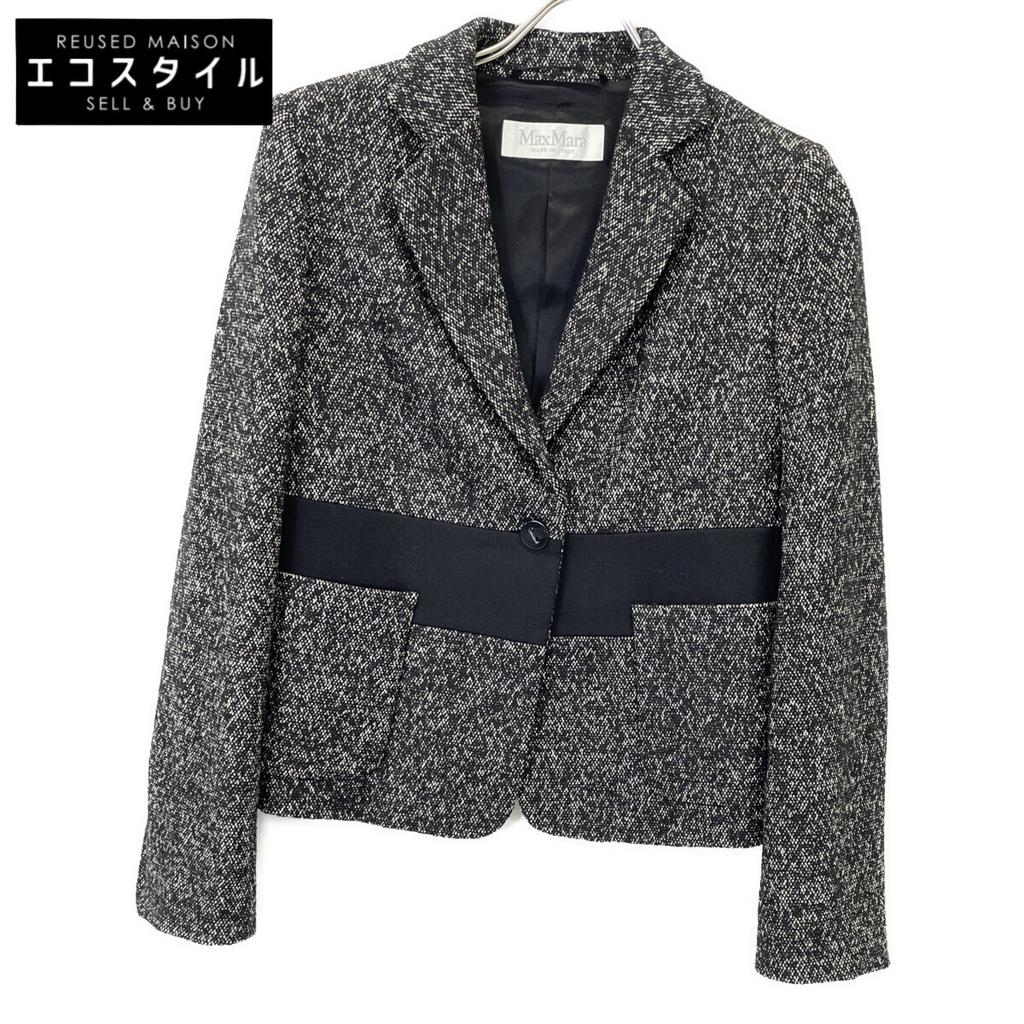 Max Mara Black x Gray Tweet Jacket Jacket 34 Black Grey TweedUsed