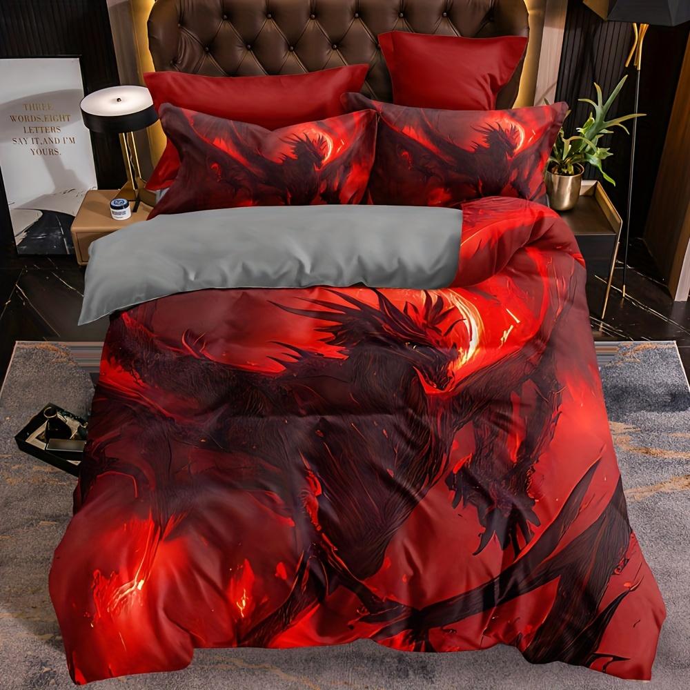 3pcs Duvet Cover Set, Mystical Dragon Print Bedding Set, Soft Comfortable Duvet Cover, For Bedroom, Guest Room Decoration