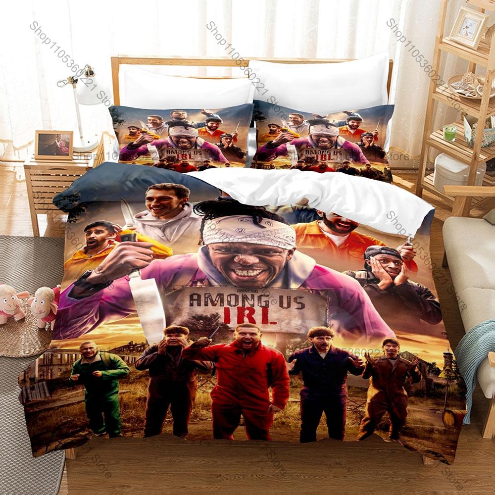 Sidemen Themed Bedding Set 1 Duvet Cover 2 Pillowcases Cartoon Group Character Graphic Breathable Bed Linen Gift Teen Sidemen