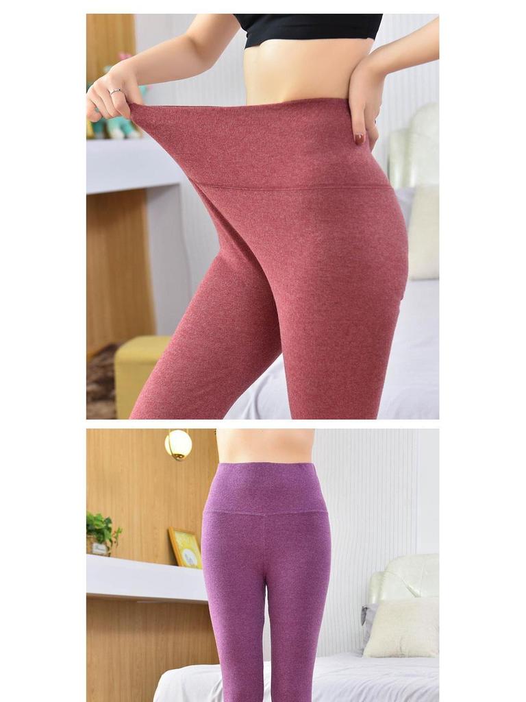 High Waist Thermal Knee-Lined Leggings for Women - Thick, Fleece-Lined, Winter Warmth and Body Shaping.
