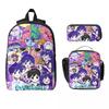 3 Stück Omori Lustige Videospiele Rucksack Set für Kinder Federmäppchen Schultaschen Sets mit Brotdose Für Schulkinder Tagesrucksack