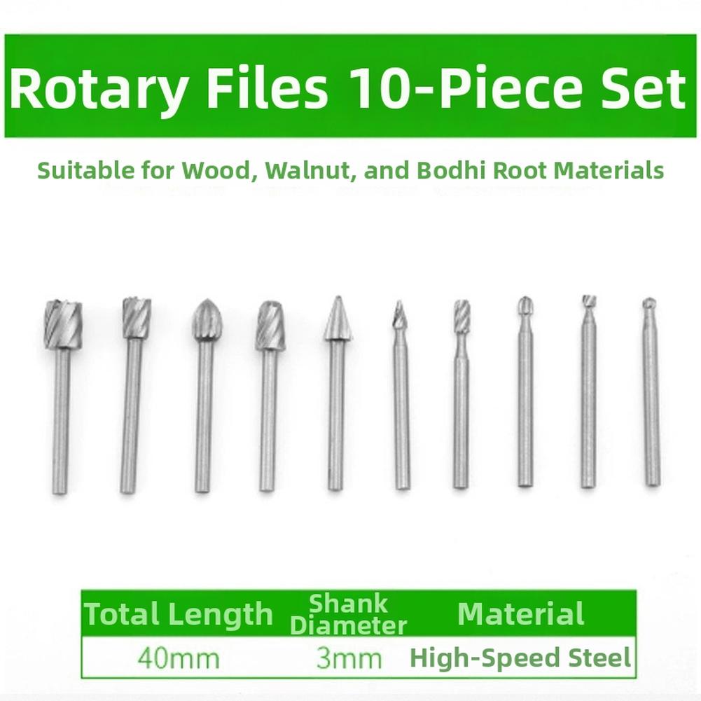 6/10/20pcs HSS Rotary File Set 3.14mm Shank Single Slot For Woodworking DIY Carving Grinding Polishing Shaping Tools