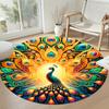 Peacock Round Floor Mat Suitable for Living Rooms Dining Room Outdoor Study Room Anti-slip Round Rug Anime Office Decor Gift for Festivals