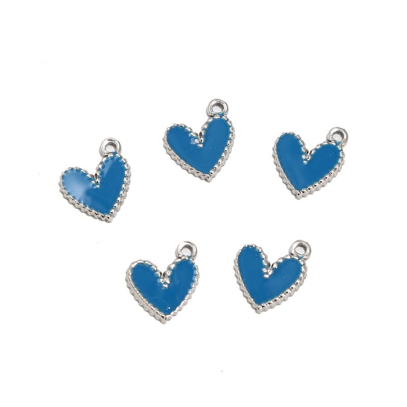 10pcs Gold Plated 10*12mm Stainless Steel Charm Enamel Heart Pendants Mixed Accessories For DIY Necklaces Making Findings