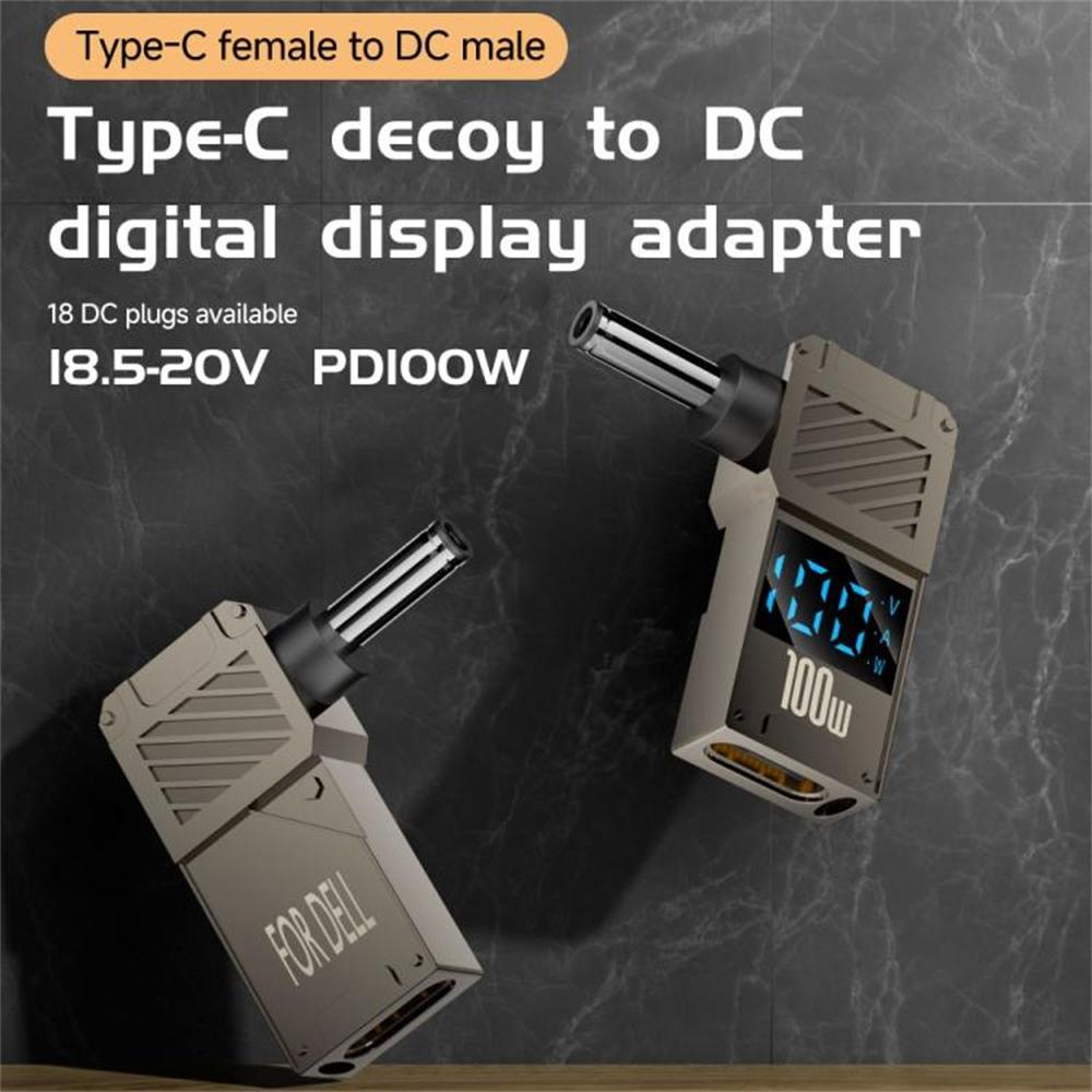 

PD 100W Laptop Charging Adapter Type-C to DC 3.5x1.35mm Digital Display Fast Charging Converter As Shown A