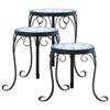 VidaXL Supports pour plantes 3 pcs bleu et blanc céramique, table de plantes, support de plante d'extérieur, table d’appoint 4003394