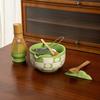 Checkered Sakura Pattern Matcha Whisk Stand Ceramic Green Tea Maker Cup  for Tea Set Accessories