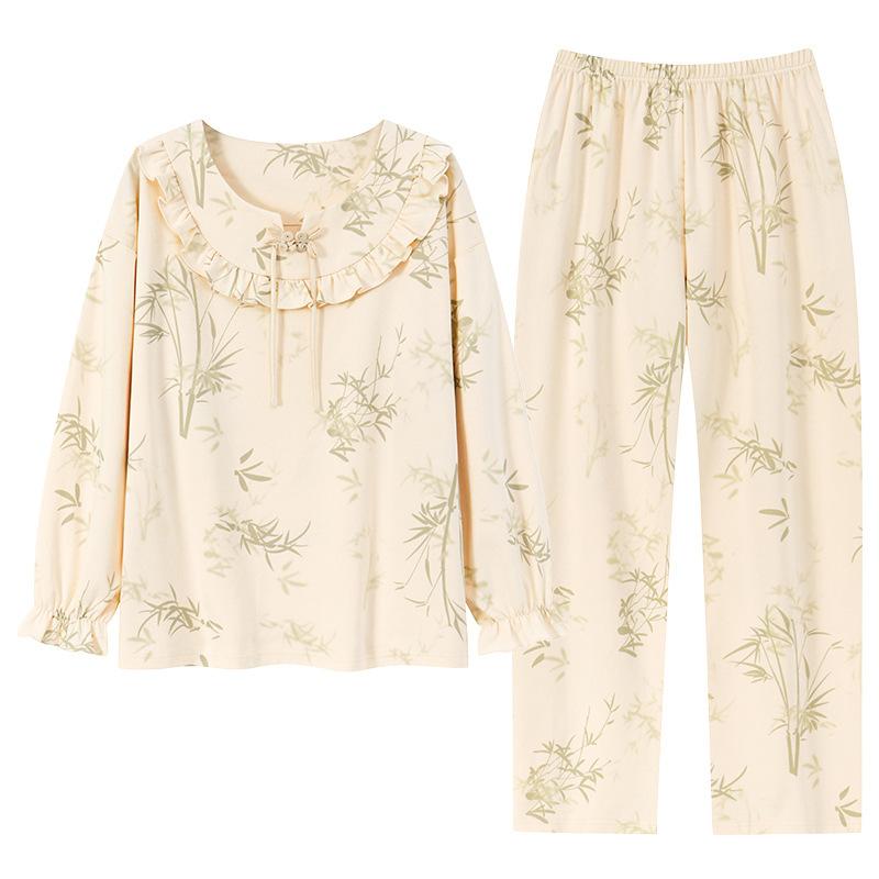 Pajamas women's spring and autumn autumn pure cotton women's long-sleeved 1011 new casual and sweet loungewear suit