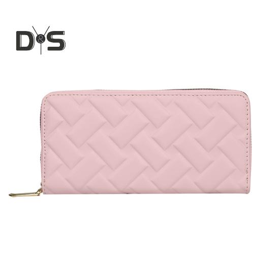 Женский кошелек на молнии винтажный однотонный длинный кошелек из искусственной кожи держатель для карт телефон клатч сумка для хранения наличных монет карт ключей розовый 833₽