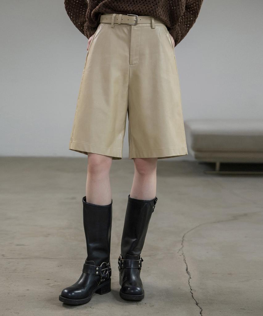 HYFVE Leather Bermuda Belted Pants
