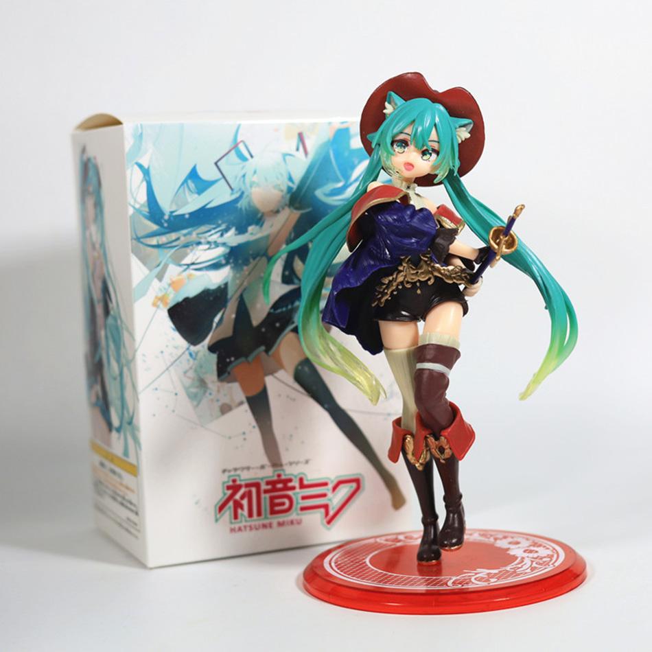 Figurka Anime Hatsune Miku 'Kot w Butach' Kraina Czarów Biurko Biurko Pluszowa Lalka Uroczy Model Dziewczyny Zabawka Prezent