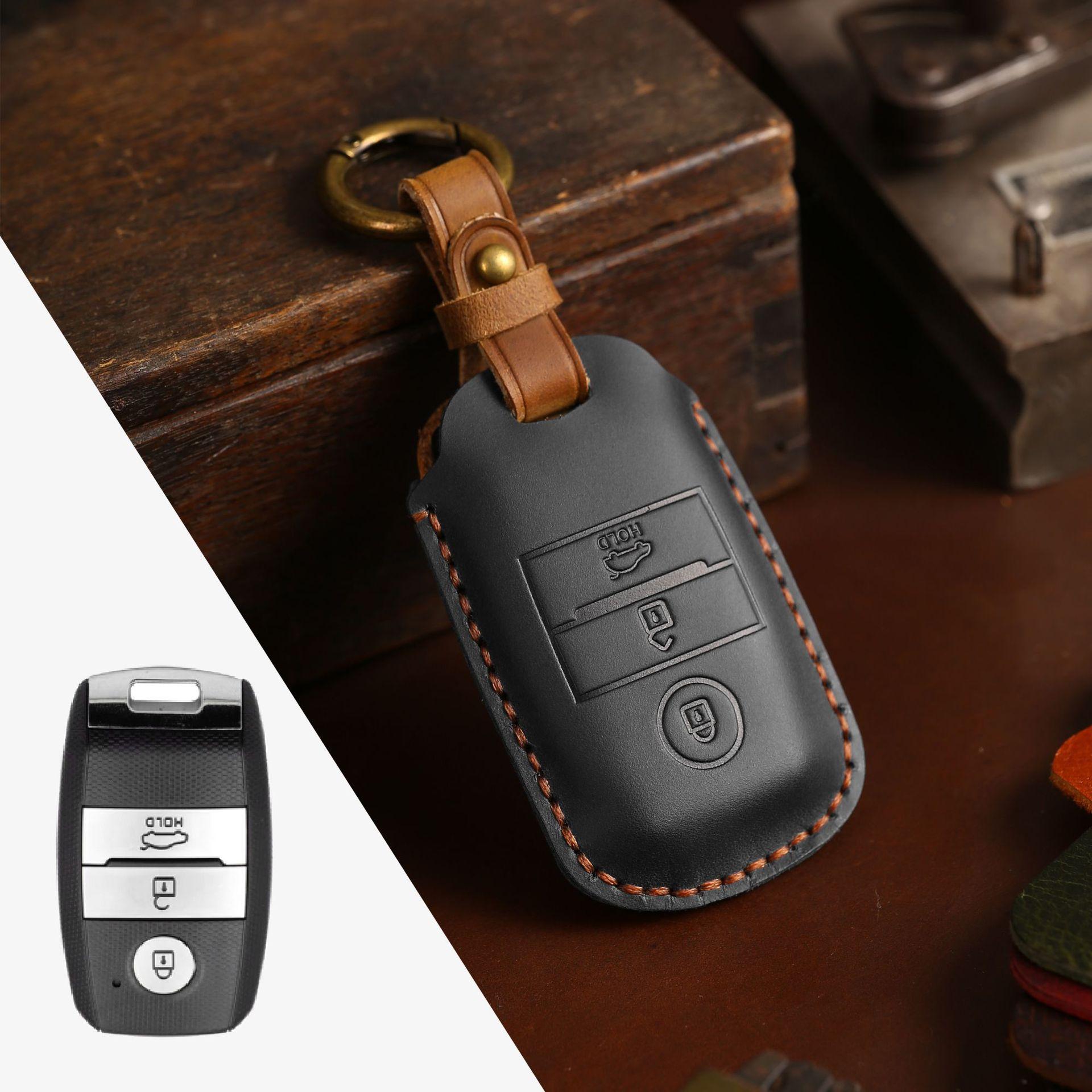 

Suitable for Kia key bag k3k4k5kx3kx5 new smart running leather key case Crazy horse leather key case