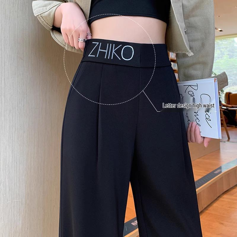 

Women s Autumn Chiffon Ice Silk Pants - High-Waisted, Drape, Straight-Leg, Petite, Casual, Sporty 4XL чёрный